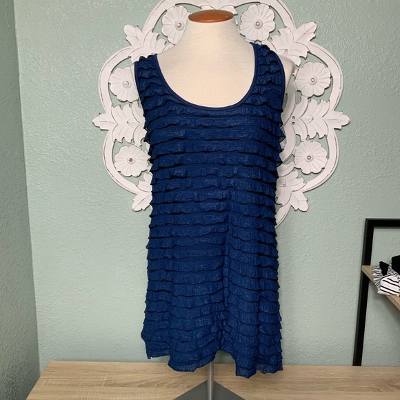 INC Blue ruffled racerback Tunic blouse size xl - Picture 1 of 8